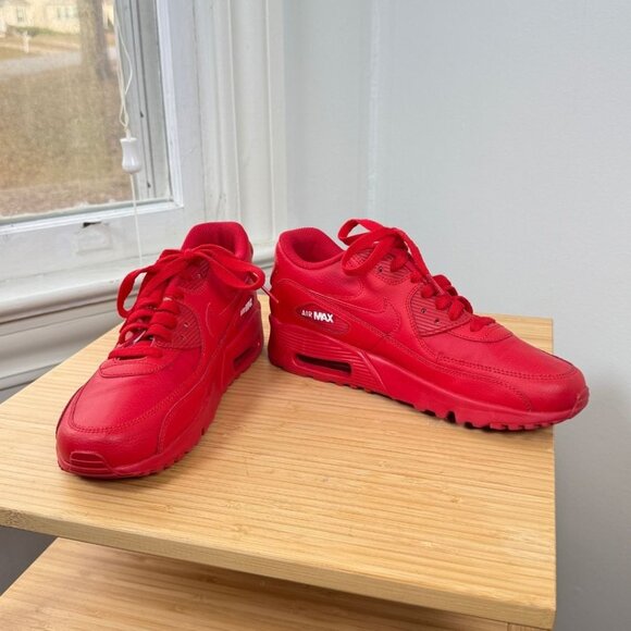 Nike Air Max 90 Leather GS University Red Sneakers 833412-606 Size 6Y Womans 7.5 - Picture 8 of 8